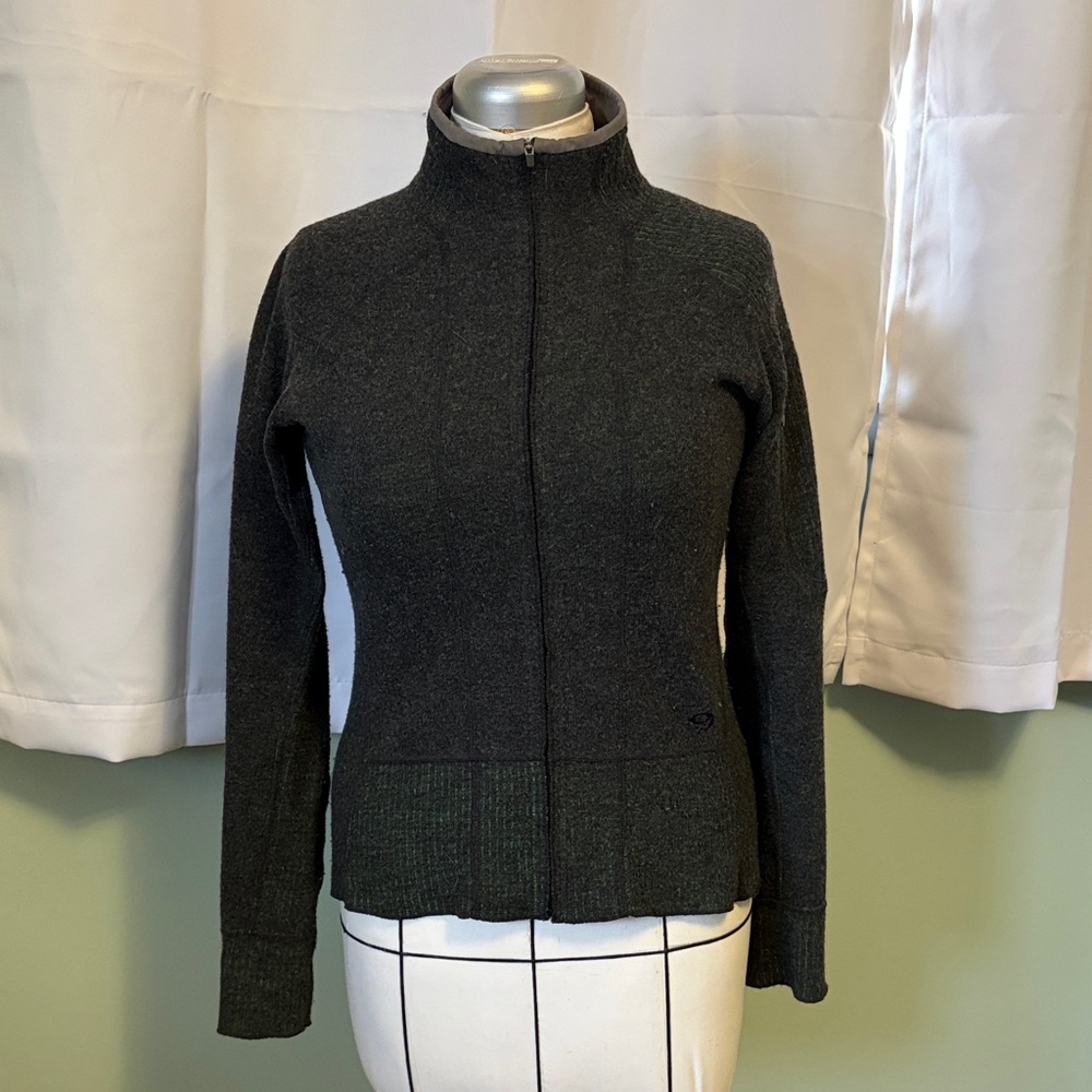 Mountain Hardwear Women’s Size Medium Full Zip Wool Blend Sweater Dark Grey